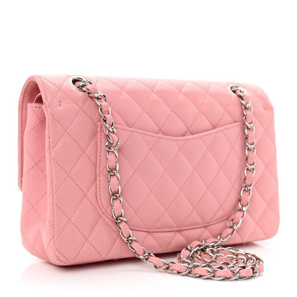 Authentic CHANEL Caviar Quilted Medium Classic Double Flap Bag Pink SHW Purse - Picture 6 of 14